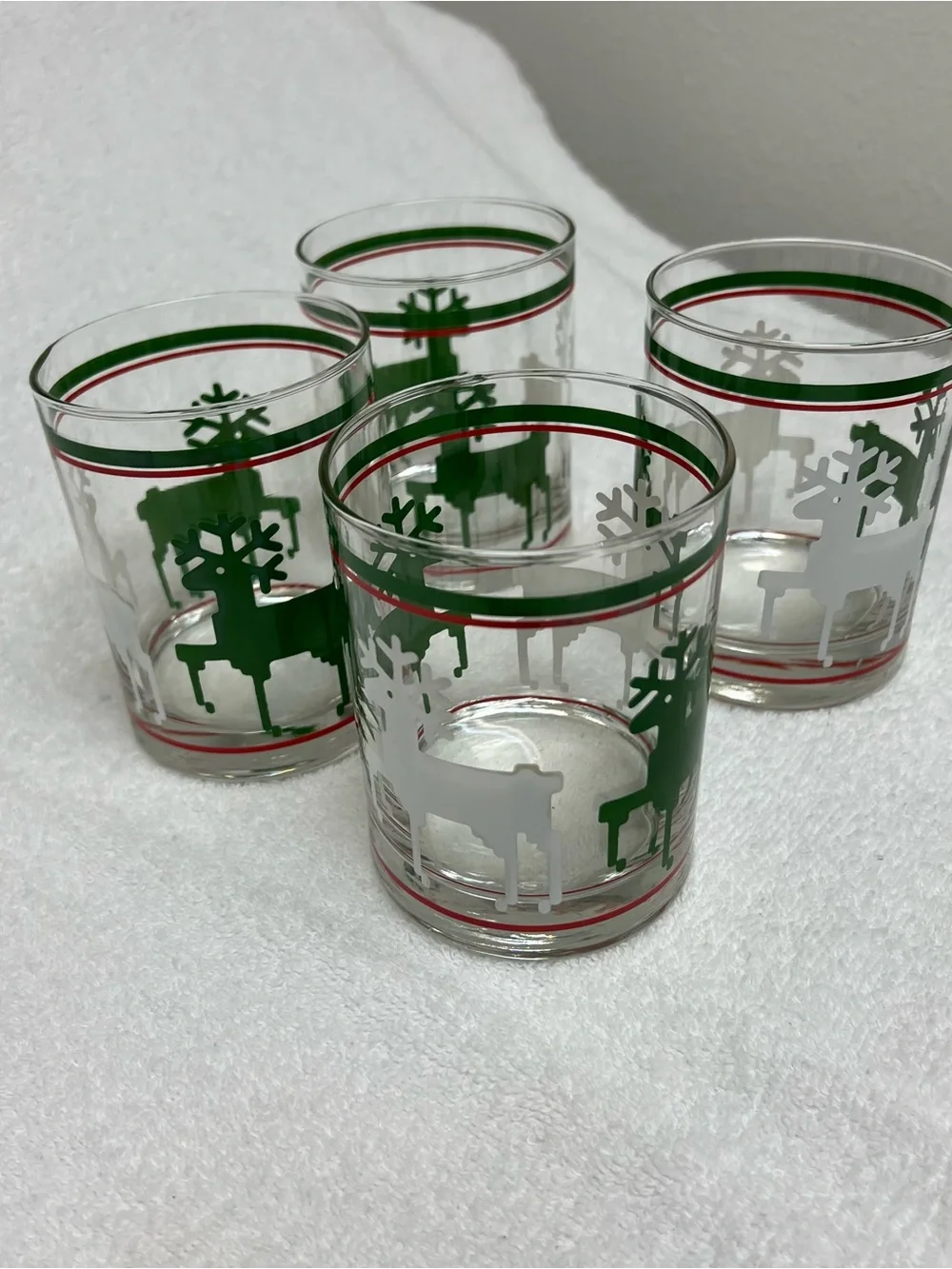 Georges Briard 14oz Glass Drinkware Vintage Barware Christmas Reindeer NIB